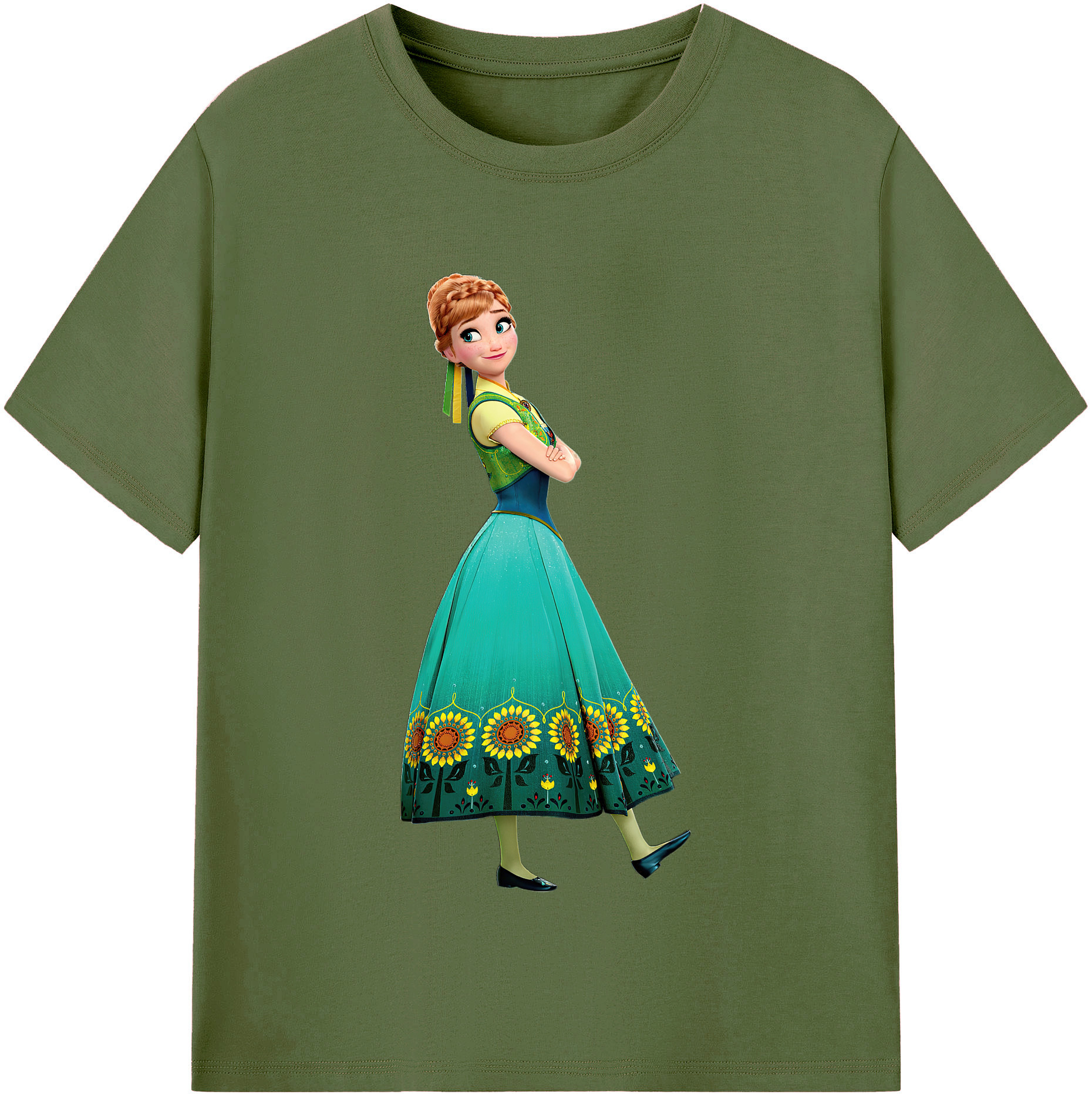 （画像用） アナと雪の女王 アンナ エルサ Frozen Anna Elsa 綿100％半袖Tシャツ（フロントプリント）